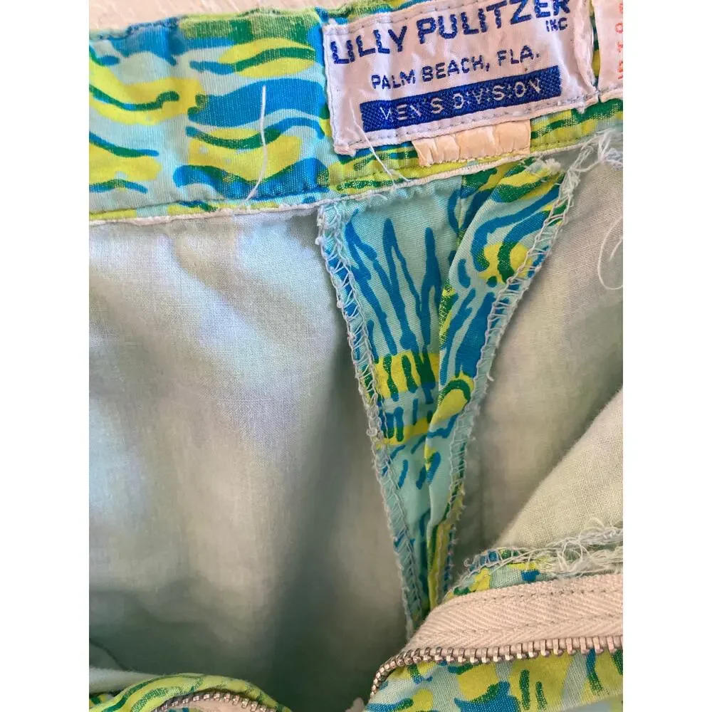 Lilly Pulitzer Inc Vintage 1960s MEN'S DIVISION Lion Cotton Shorts S White Label
